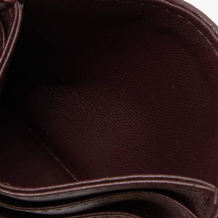 Pre Owned Dior Burgundy Cannage Leather Lady Dior Card Holder