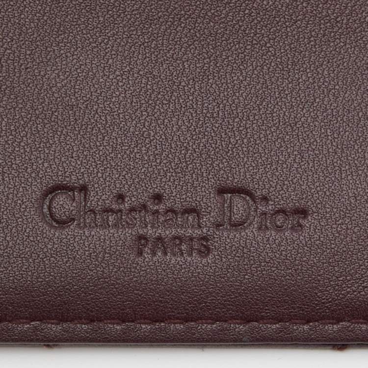 Pre Owned Dior Burgundy Cannage Leather Lady Dior Card Holder
