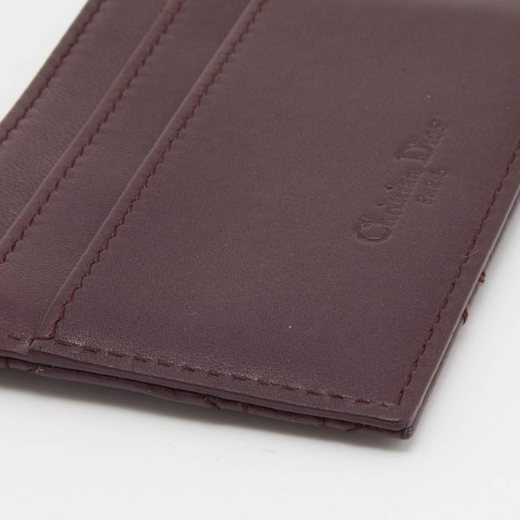 Pre Owned Dior Burgundy Cannage Leather Lady Dior Card Holder