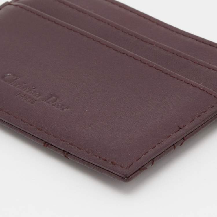 Pre Owned Dior Burgundy Cannage Leather Lady Dior Card Holder