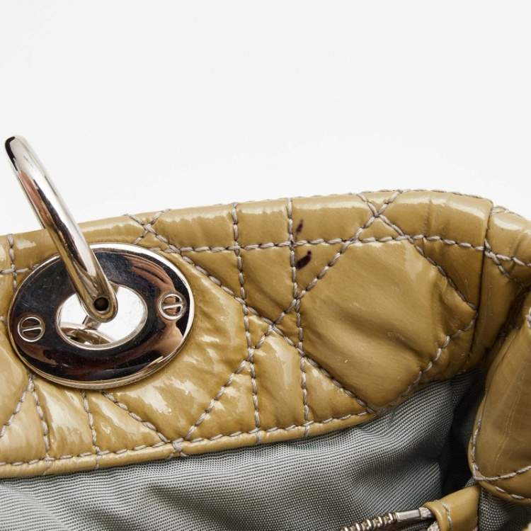 مملوكة مسبقًا Dior Beige Cannage Patent Leather Small Soft Lady Dior Tote
