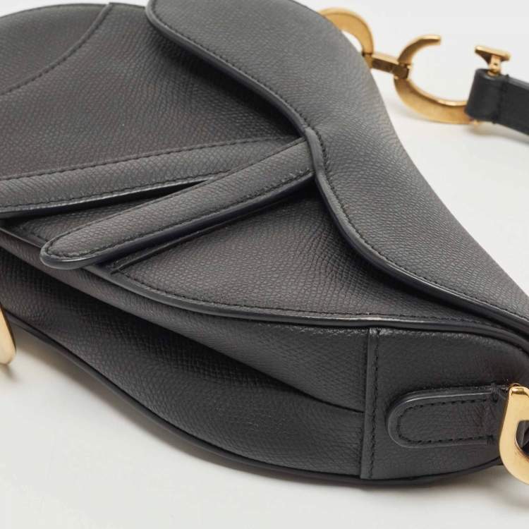 Pre Owned Dior Black Leather Mini Saddle Bag