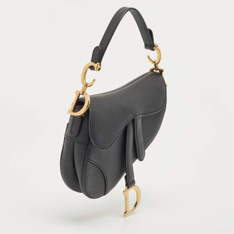 Pre Owned Dior Black Leather Mini Saddle Bag