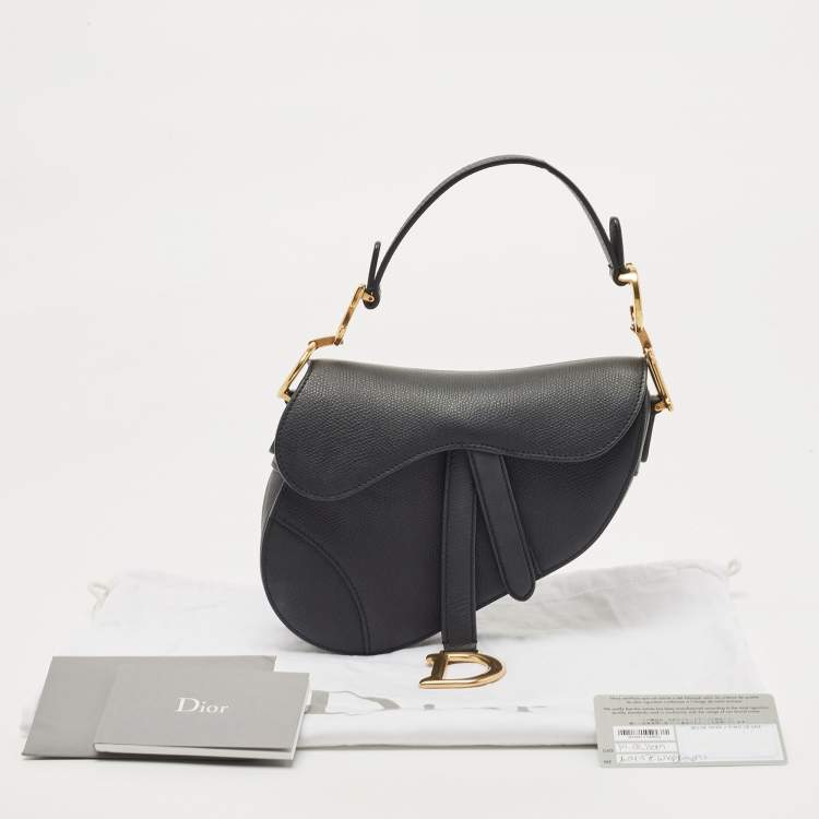 Pre Owned Dior Black Leather Mini Saddle Bag