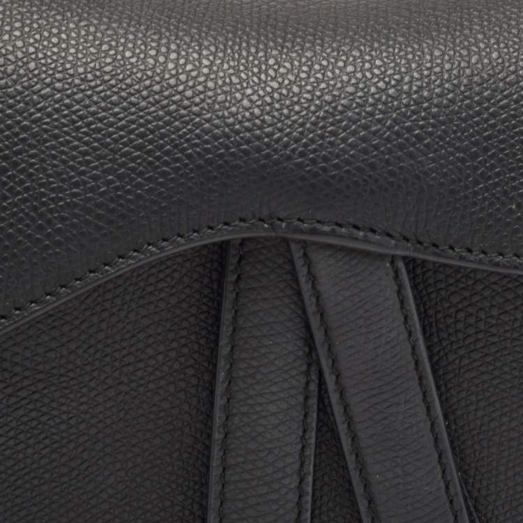 Pre Owned Dior Black Leather Mini Saddle Bag