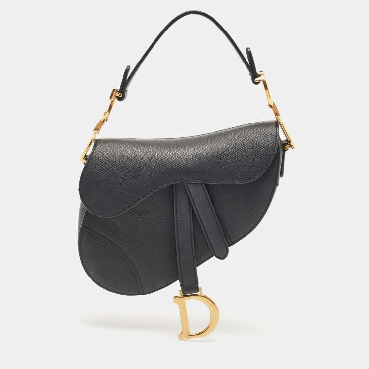 Pre Owned Dior Black Leather Mini Saddle Bag