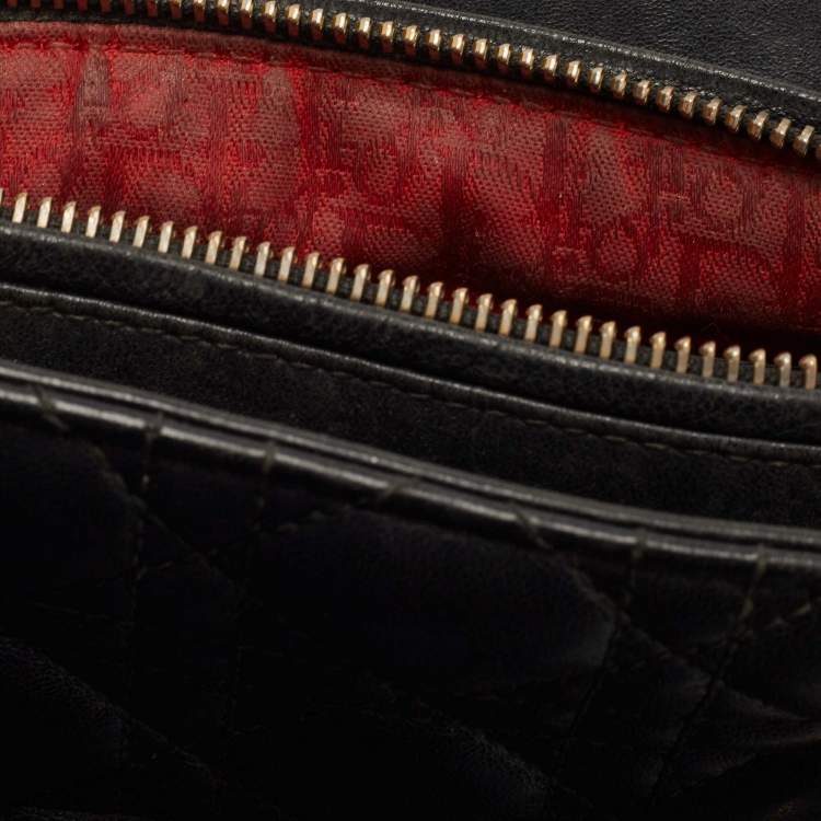 Pre Owned Dior Black Cannage Leather Medium Lady Dior Tote