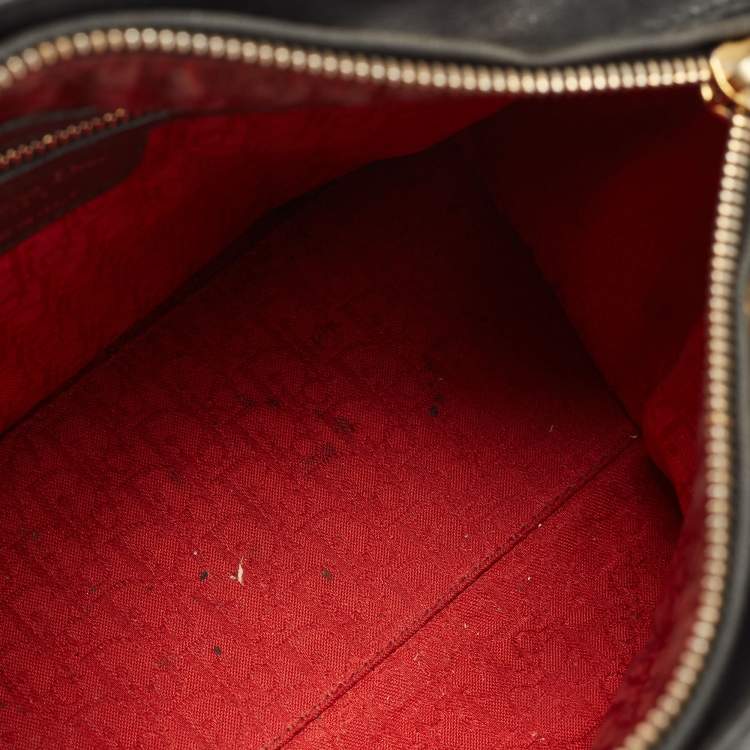 Pre Owned Dior Black Cannage Leather Medium Lady Dior Tote