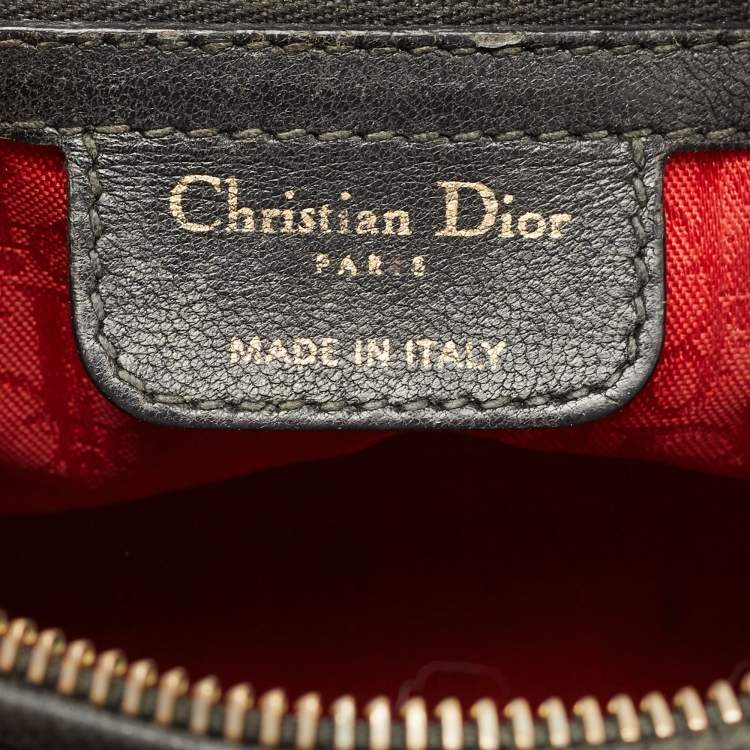 Pre Owned Dior Black Cannage Leather Medium Lady Dior Tote
