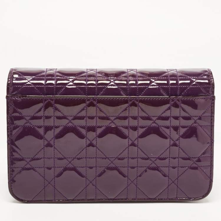 Pre Owned Dior Purple Cannage Patent Leather Miss Dior Promenade Chain Bag