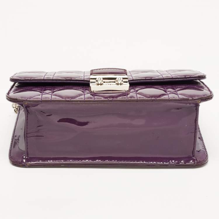 Pre Owned Dior Purple Cannage Patent Leather Miss Dior Promenade Chain Bag