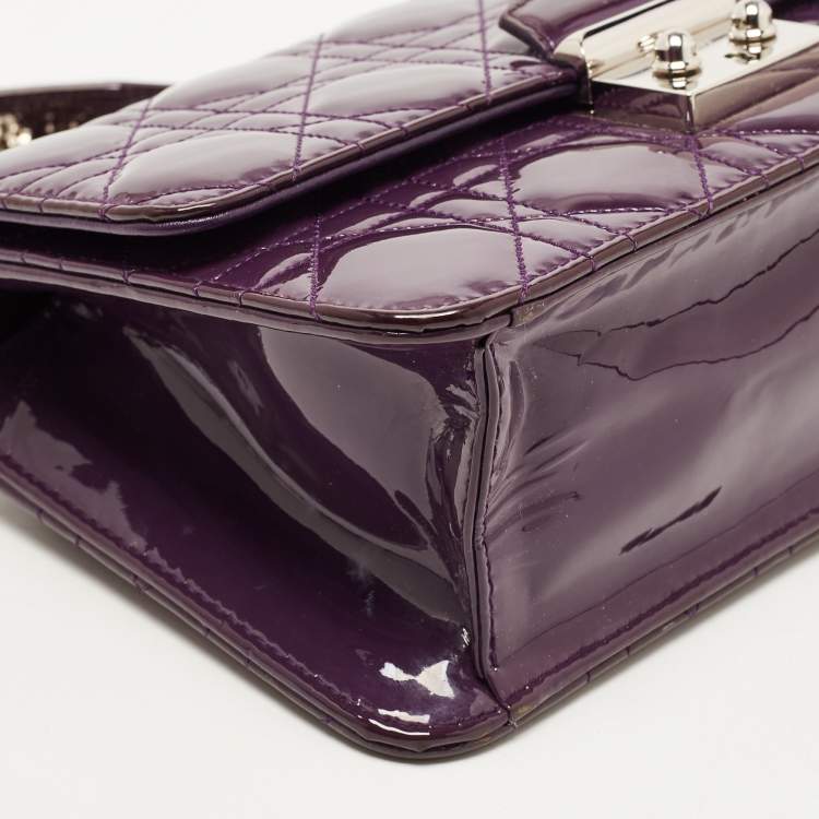 Pre Owned Dior Purple Cannage Patent Leather Miss Dior Promenade Chain Bag