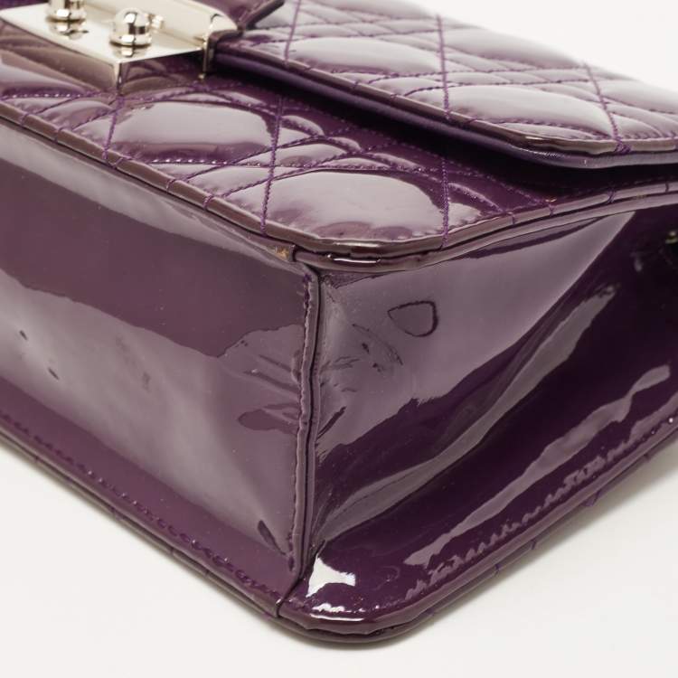 Pre Owned Dior Purple Cannage Patent Leather Miss Dior Promenade Chain Bag