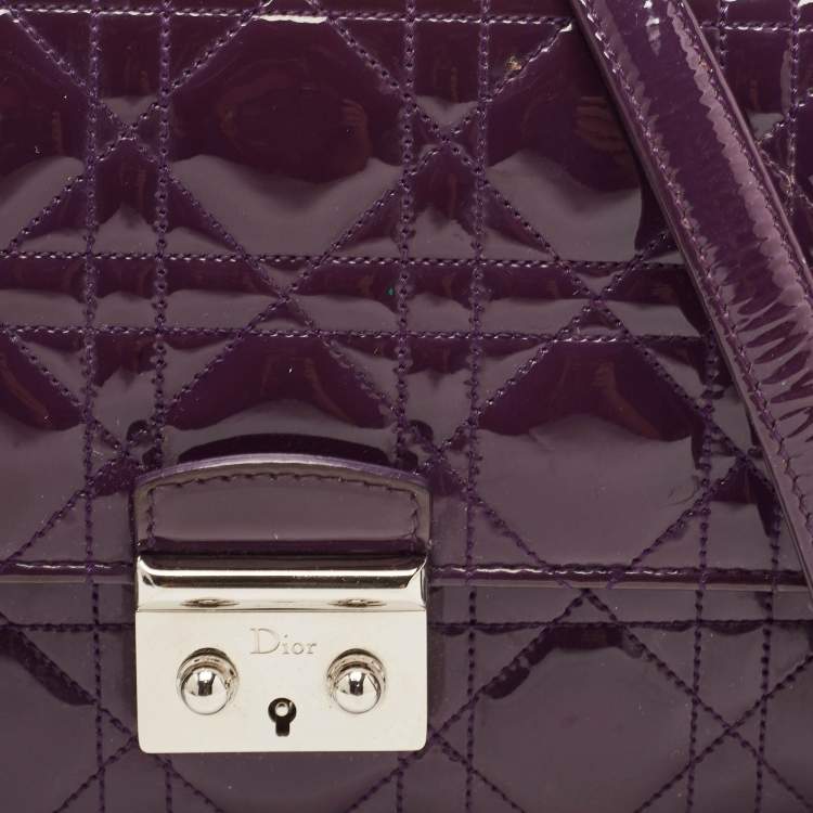 Pre Owned Dior Purple Cannage Patent Leather Miss Dior Promenade Chain Bag