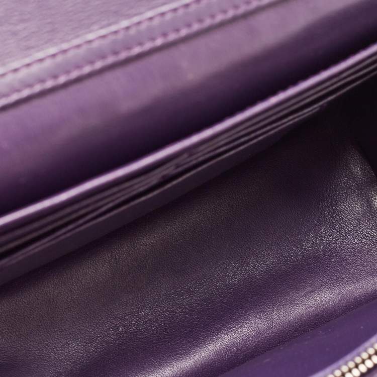 Pre Owned Dior Purple Cannage Patent Leather Miss Dior Promenade Chain Bag