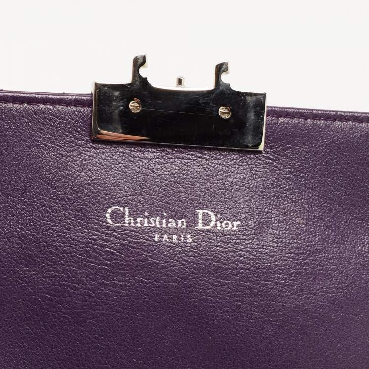 Pre Owned Dior Purple Cannage Patent Leather Miss Dior Promenade Chain Bag