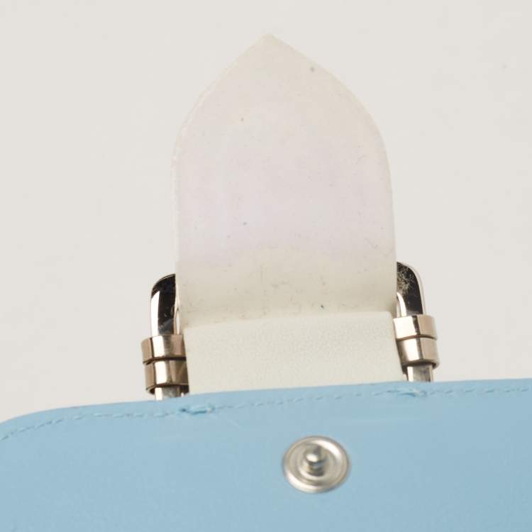 Pre Owned Dior White/Blue Printed Fabric Trifold Wallet