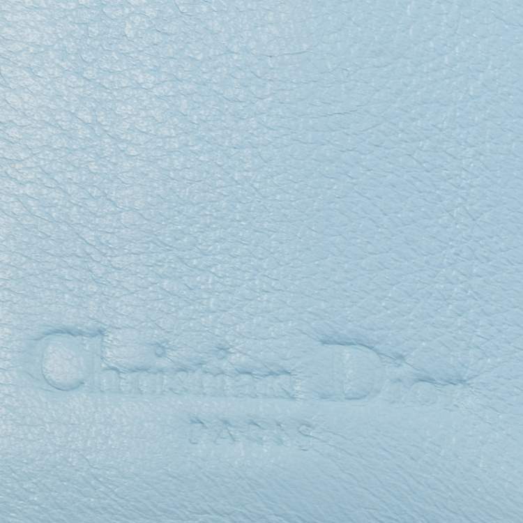 Pre Owned Dior White/Blue Printed Fabric Trifold Wallet