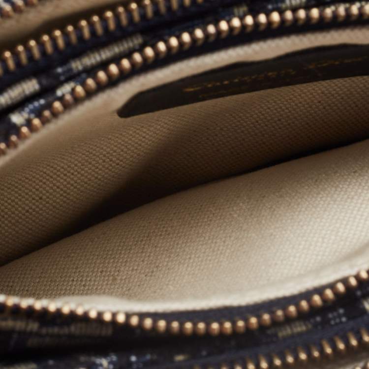 Pre Owned Dior Navy Blue Oblique Canvas Strap Saddle Pouch