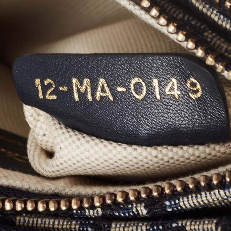 Pre Owned Dior Navy Blue Oblique Canvas Strap Saddle Pouch