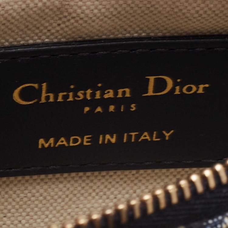 Pre Owned Dior Navy Blue Oblique Canvas Strap Saddle Pouch
