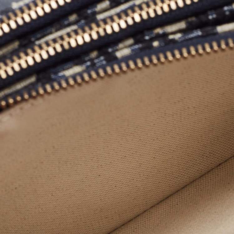 Pre Owned Dior Navy Blue Oblique Canvas Strap Saddle Pouch