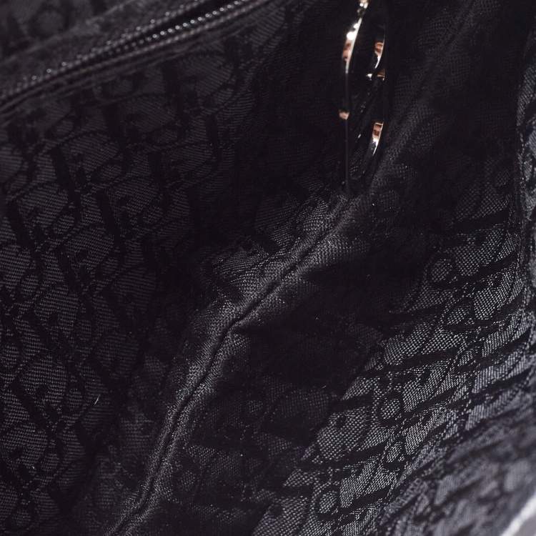 Pre Owned Dior Black/Gun Metal Python and Leather Saddle Bag