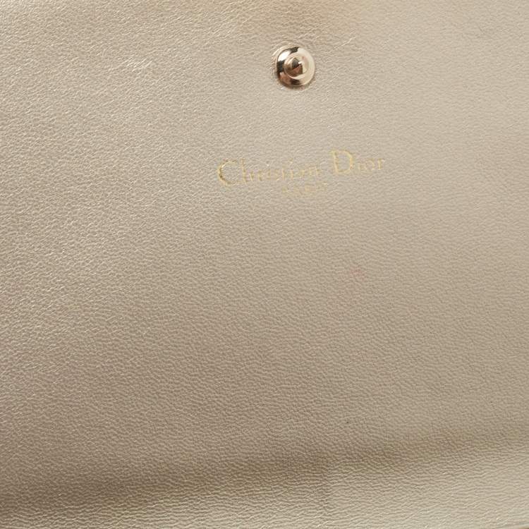Pre Owned Dior Metallic Gold Leather Diorama Wallet on Chain
