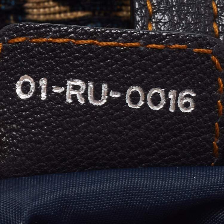 Pre Owned Dior Navy Blue Oblique Canvas and Leather Saddle Bag