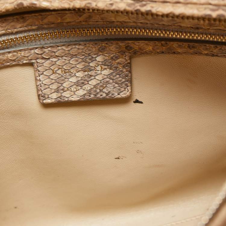 Pre Owned Dior Gold/Beige Python Large Lady Dior Tote