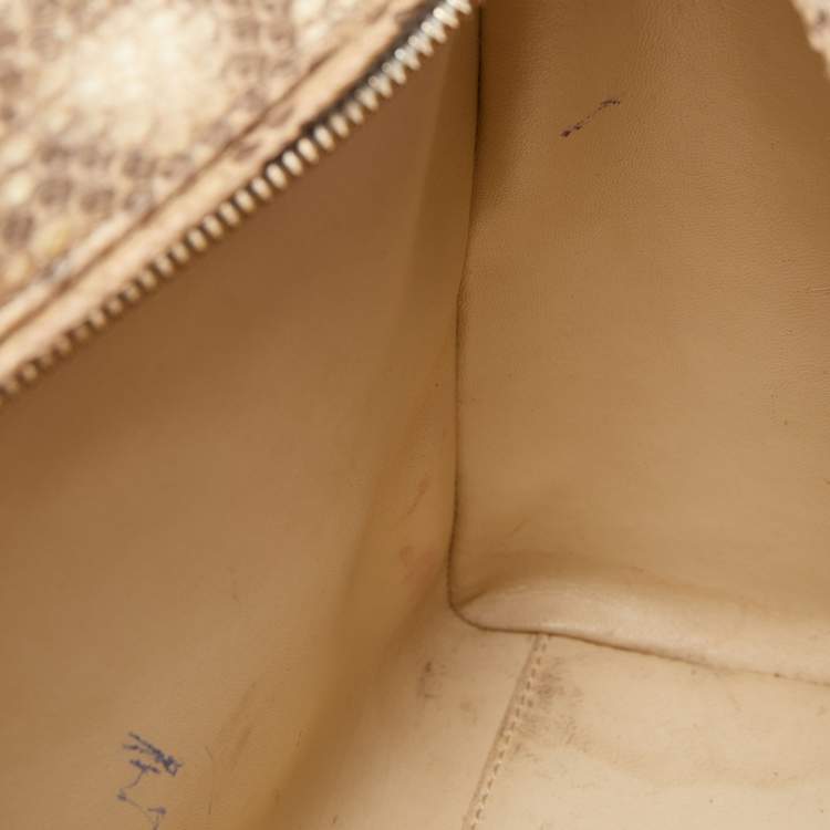 Pre Owned Dior Gold/Beige Python Large Lady Dior Tote