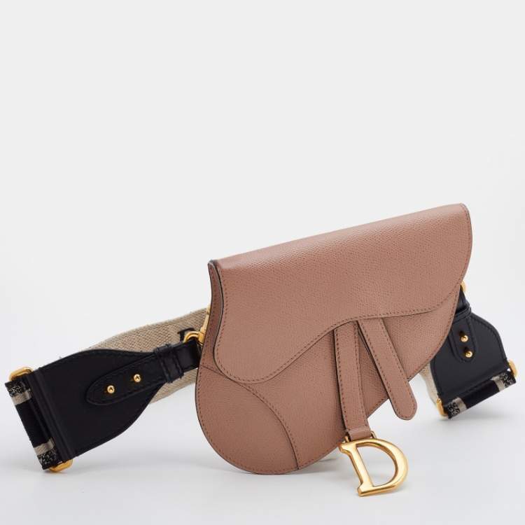 Pre Owned Dior Beige Leather Saddle Convertible Belt Bag