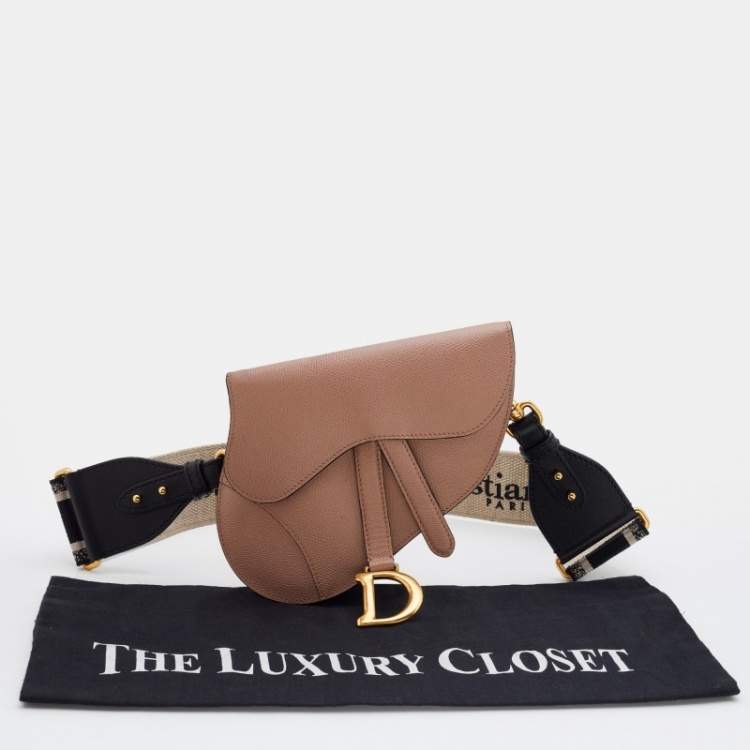 Pre Owned Dior Beige Leather Saddle Convertible Belt Bag