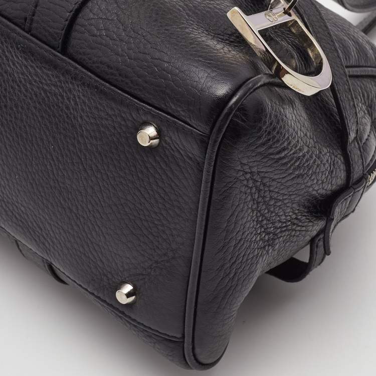 Pre Owned Dior Black Leather Small D Charm Satchel