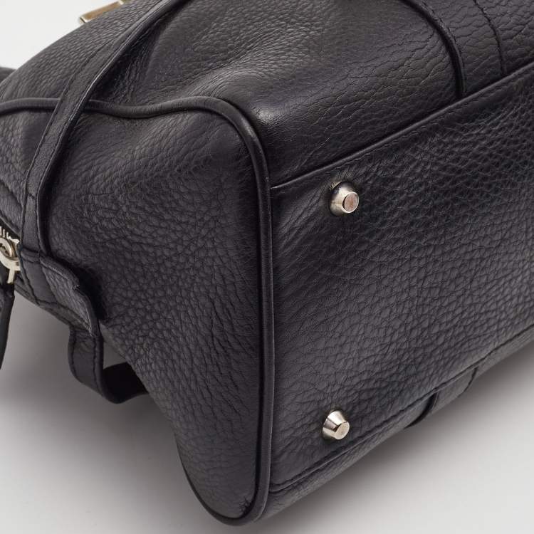 Pre Owned Dior Black Leather Small D Charm Satchel