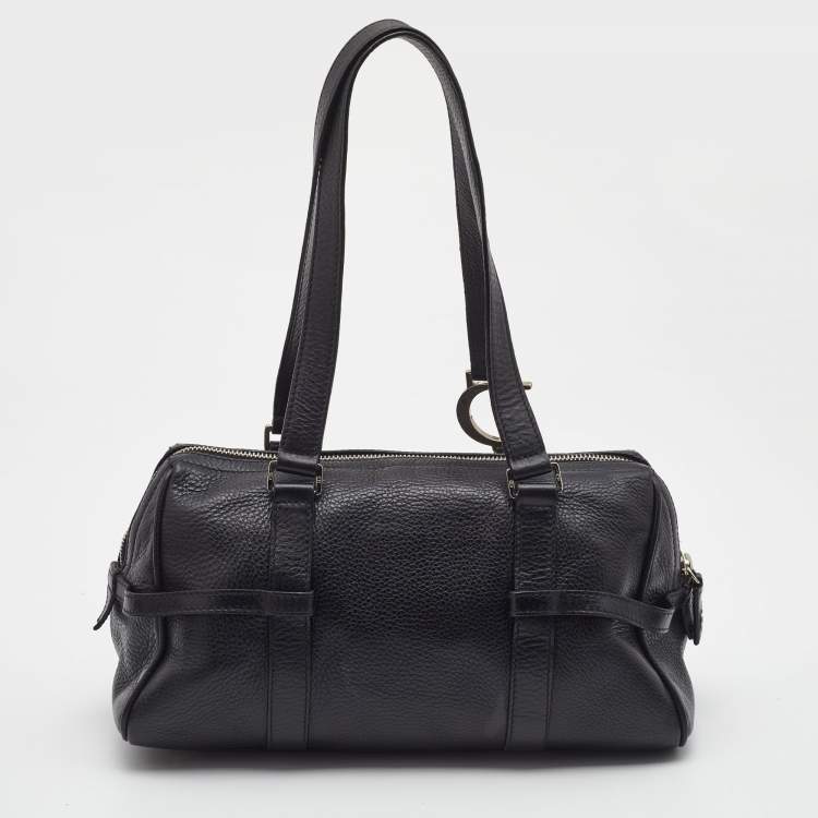 Pre Owned Dior Black Leather Small D Charm Satchel