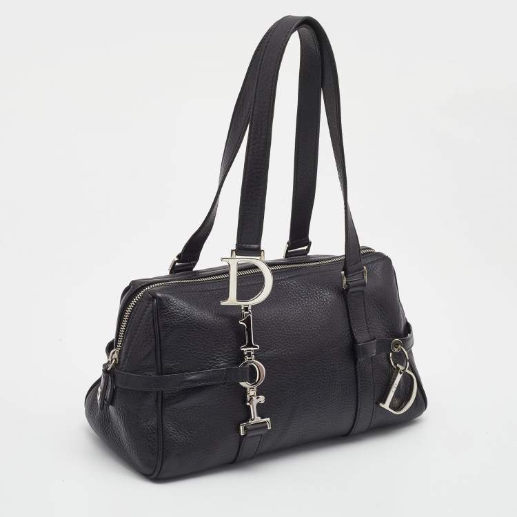 Pre Owned Dior Black Leather Small D Charm Satchel