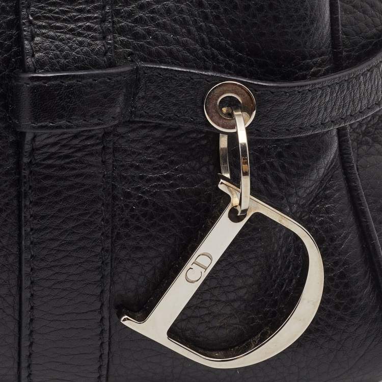 Pre Owned Dior Black Leather Small D Charm Satchel