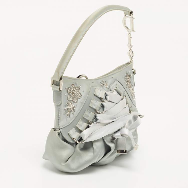 Pre Owned Dior Light Blue Satin Limited Edition 0109 Corset Ballet Hobo