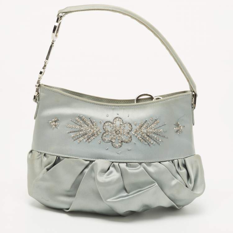Pre Owned Dior Light Blue Satin Limited Edition 0109 Corset Ballet Hobo