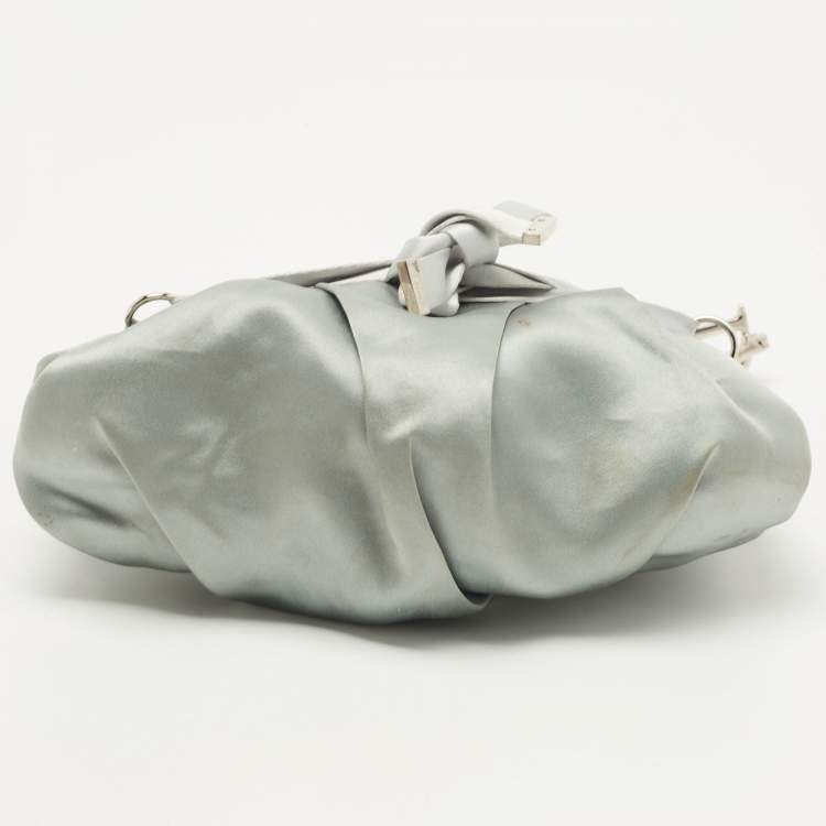 Pre Owned Dior Light Blue Satin Limited Edition 0109 Corset Ballet Hobo