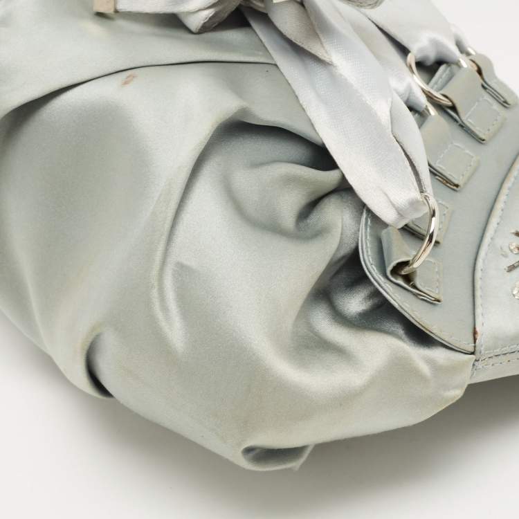 Pre Owned Dior Light Blue Satin Limited Edition 0109 Corset Ballet Hobo