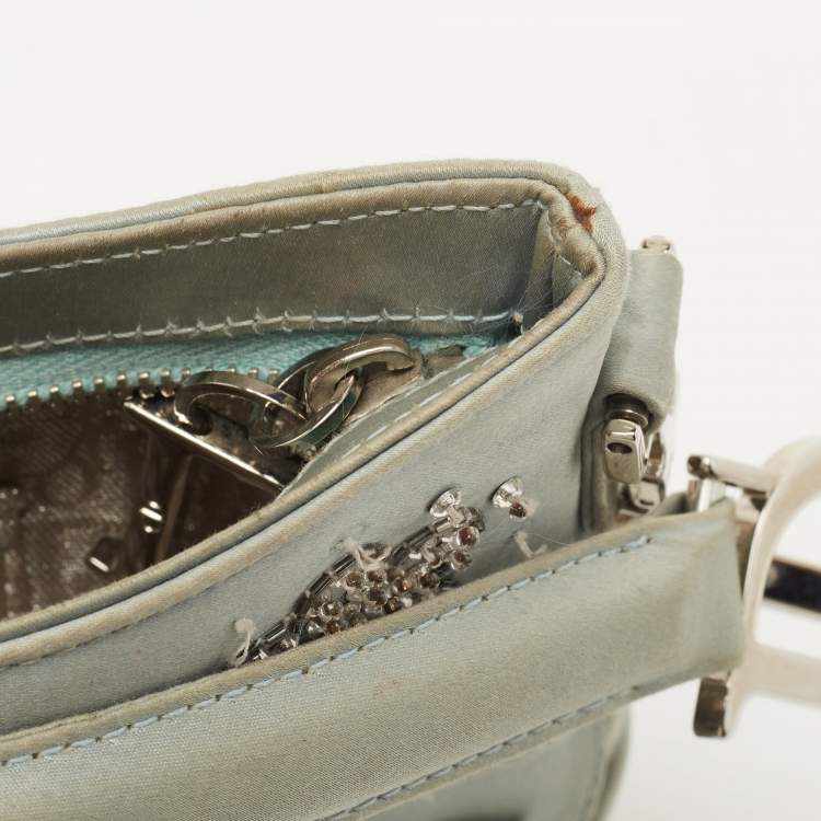 Pre Owned Dior Light Blue Satin Limited Edition 0109 Corset Ballet Hobo