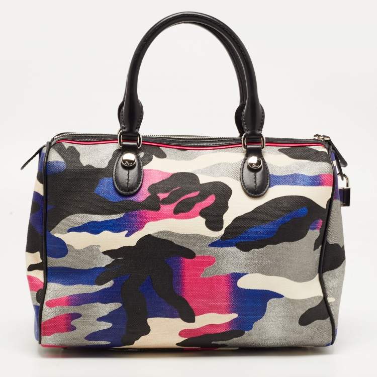 Pre Owned Dior Multicolor Camouflage Canvas Anselm Boston Bag