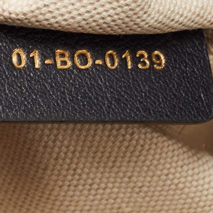 Pre Owned Dior Navy Blue Oblique Canvas and Leather Mini Bucket Bag
