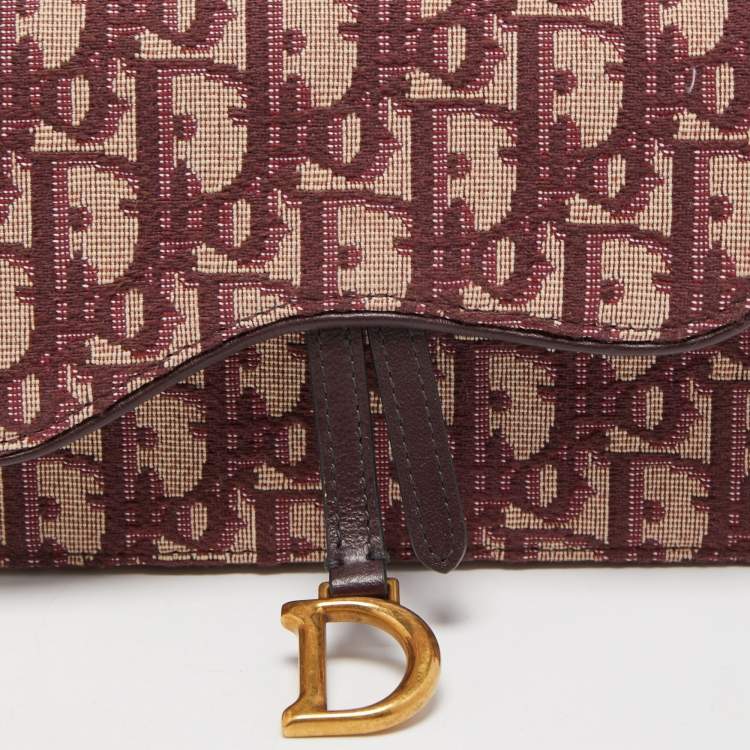 Pre Owned Dior Burgundy Oblique Canvas Saddle Belt Pouch