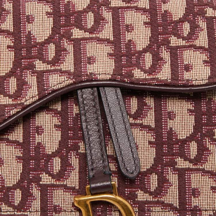 Pre Owned Dior Burgundy Oblique Canvas Saddle Belt Pouch