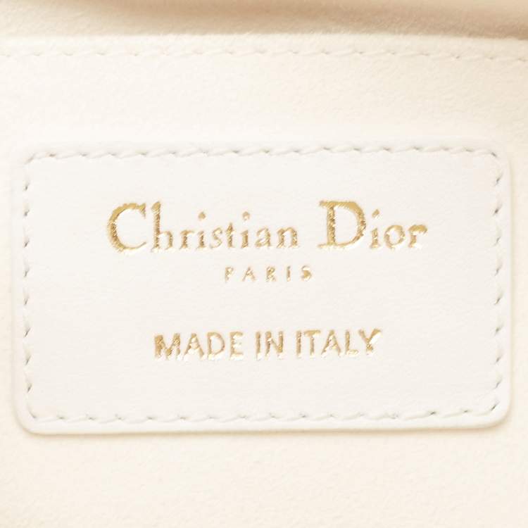 Pre Owned Dior White/Black Cannage Leather Medium Vibe Hobo