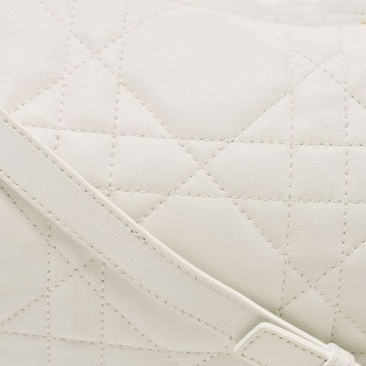 Pre Owned Dior White/Black Cannage Leather Medium Vibe Hobo