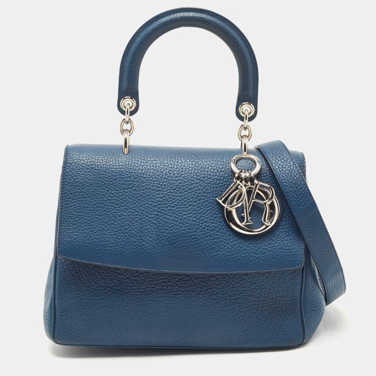 Pre Owned Dior Dark Blue Leather Small Be Dior Flap Top Handle Bag